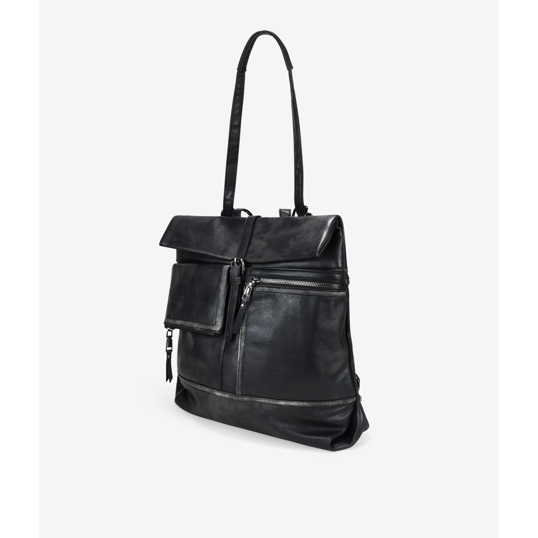 Mochila antirrobo negra con solapa decorativa