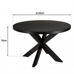 BASILE - Table à manger 120x120cm plateau noir effet pierre