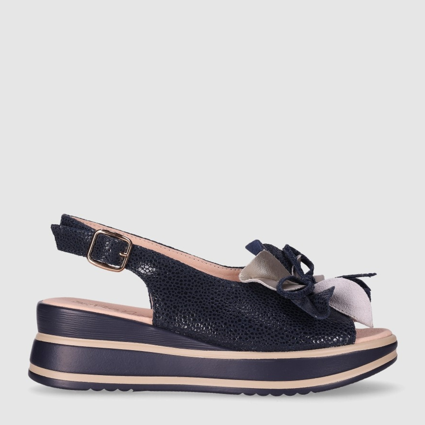 Sandalias de Piel - Marino - Tacón: 5 cm