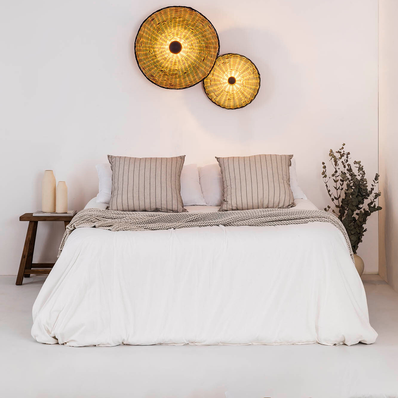 COSTAS 600 H140 Lampe applique/plafonnier noire/rotin