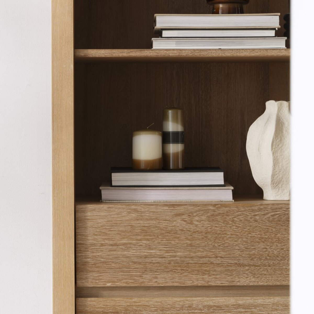 Étagère Maya -bois massif d'acacia et panneau de mdf-couleur antique 70 x 180 x 40 cm