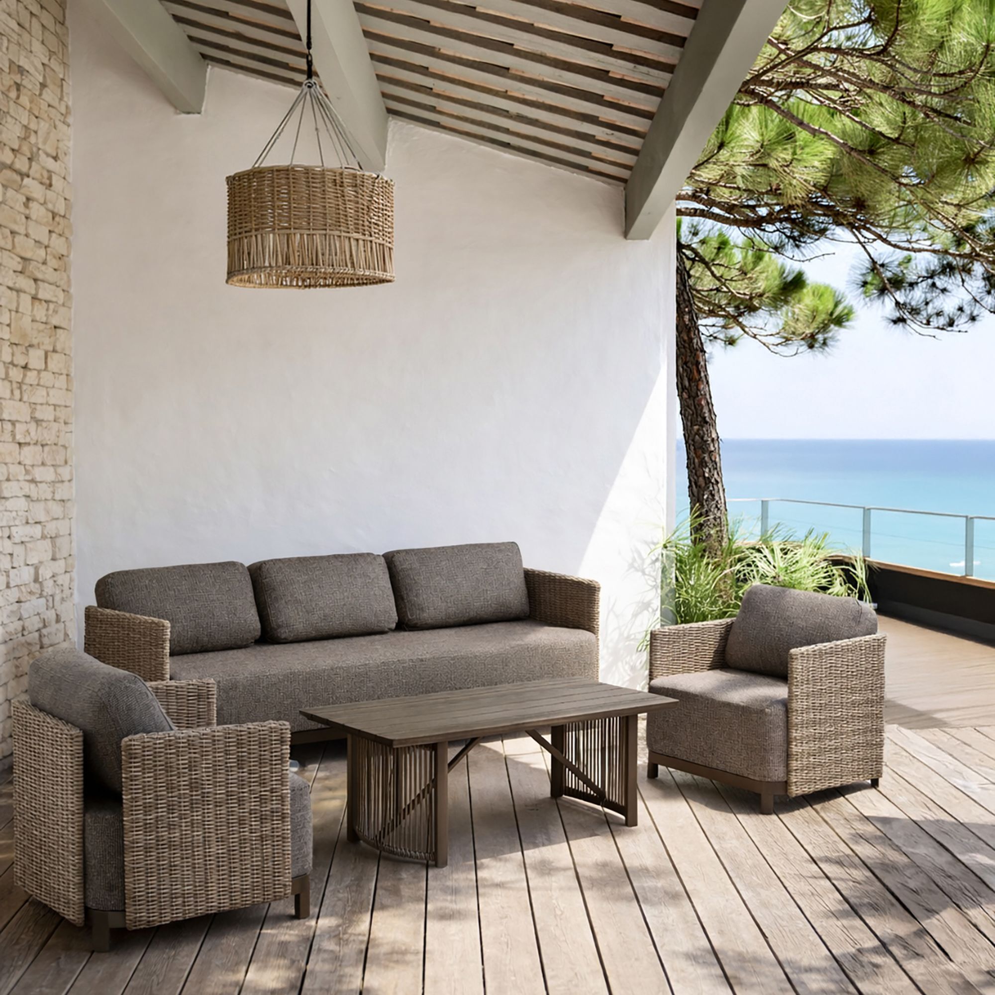 Salon de jardin en aluminium et polywood moka 5 places MADRAGUE