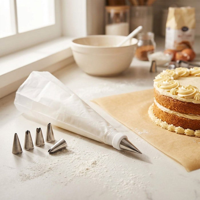 Poche à douille et 6 embouts en inox 33 cm Zenker Smart Pastry