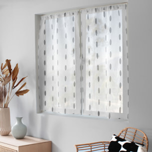 Paire de petits vitrages jacquard motif ovale - Noir