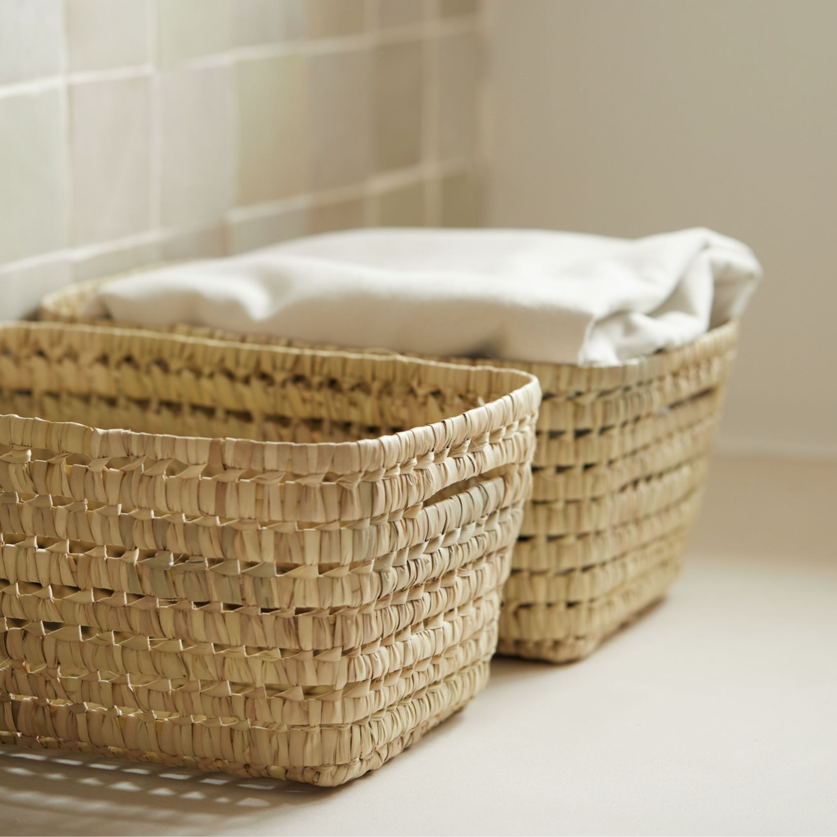 Panier de rangement rectangle Palm - Naturel