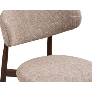 Eddie - lot de 2 tabourets en tissu texturé - pieds en acier effet bois - Marron / Beige