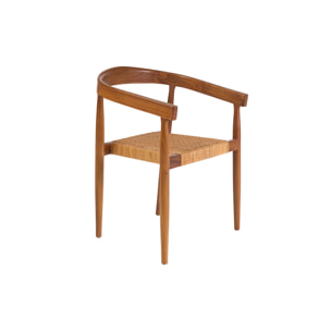 Chaise ethnique en bois teck massif et cannage rotin NEGARA