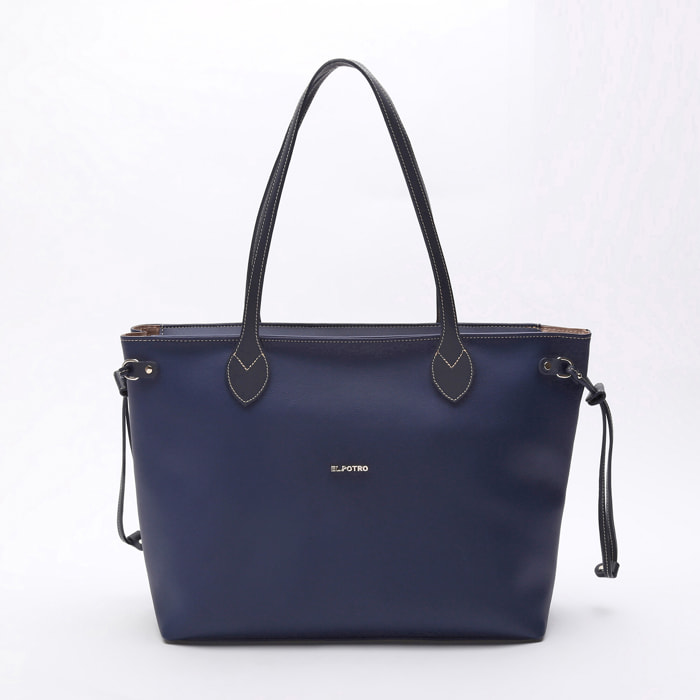 Bolso shopper - cuero - azul marino