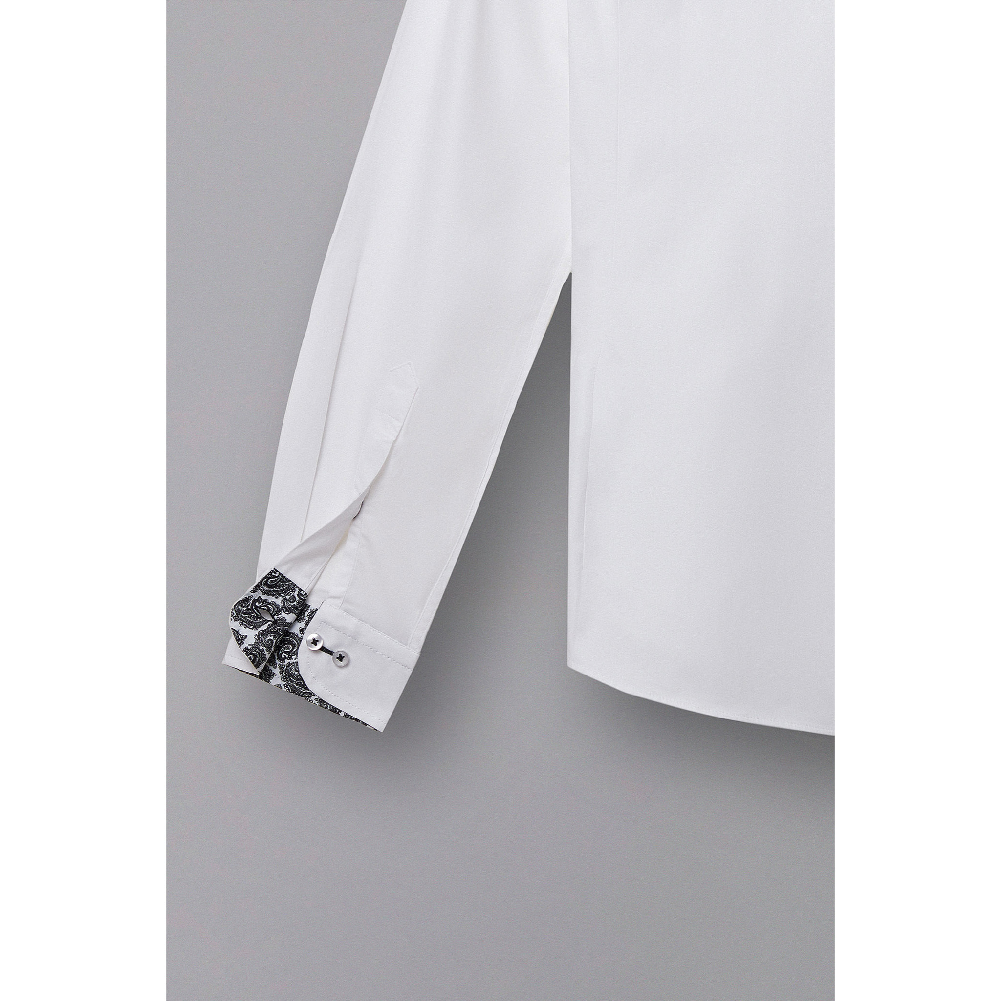 Camicia Uomo Coreano Slim Popeline Stretch Unito Bianco