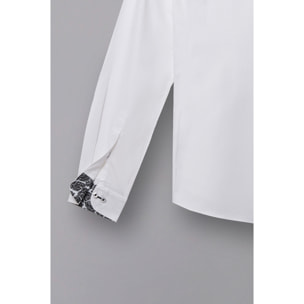 Camicia Uomo Coreano Slim Popeline Stretch Unito Bianco