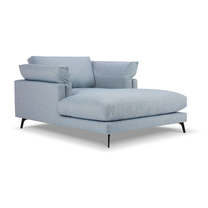 Méridienne "Camille" en tissu structurel bleu clair