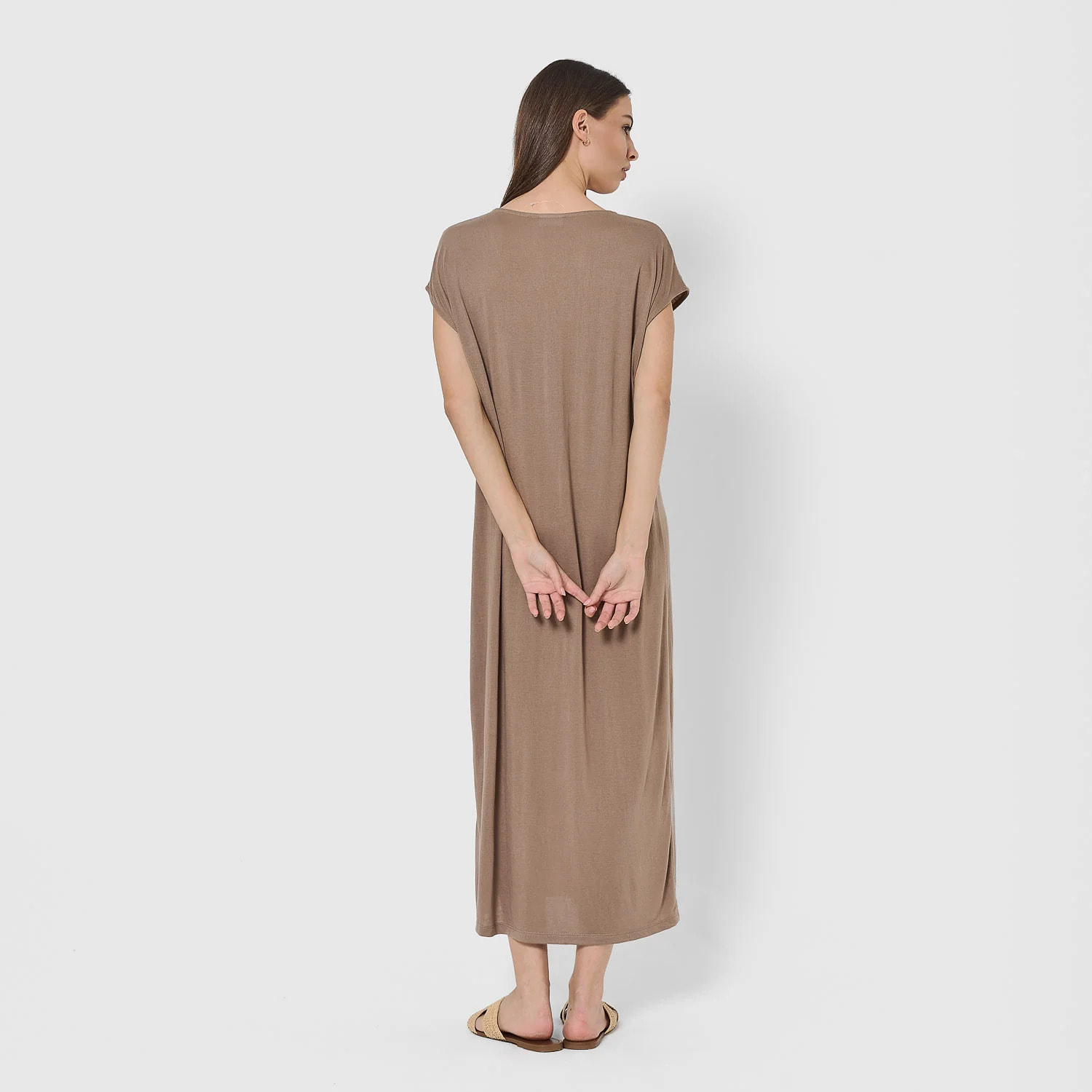 Vestido largo viscosa marrón