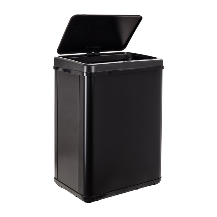 Cubo de basura inteligente sin patas, con sensor y apertura manual, negro