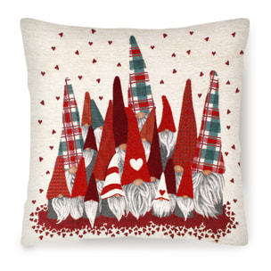 COPPIA CUSCINI NATALIZI JACQUARD SFODERABILI 50X50 CM GNOMI CHORUS