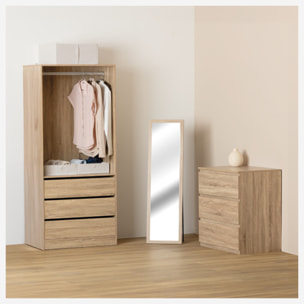 Dressing "Dolo" 3 tiroirs avec penderie effet bois