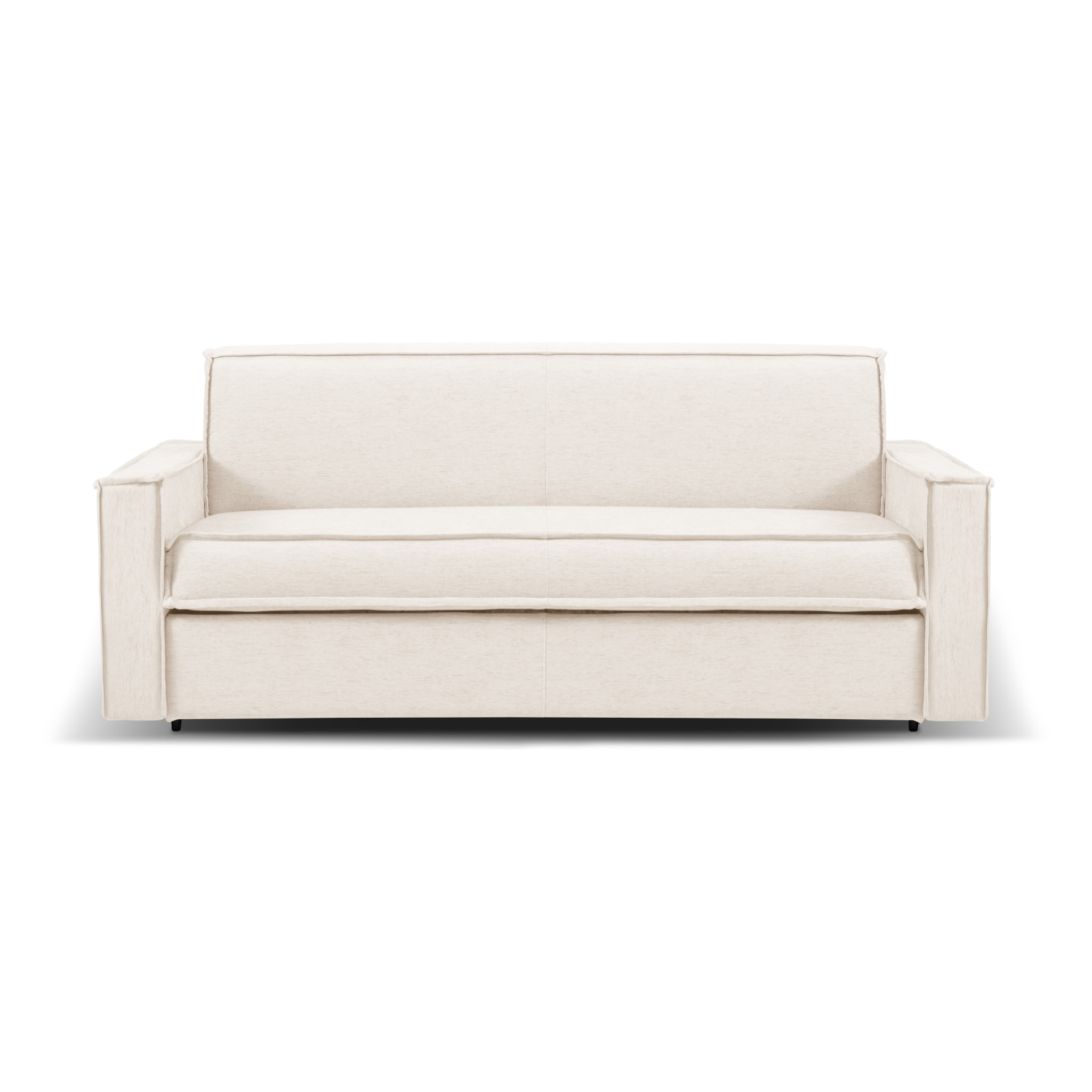 Canapé convertible "Olympe" 3 places en tissu structurel beige clair