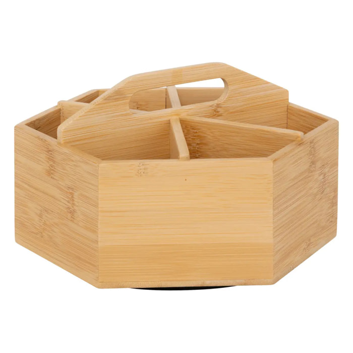 Organisateur à thé rotatif en bambou