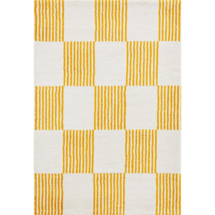 GROOVY - Tapis rétro coloré style seventies - Confortable et moelleux - Jaune