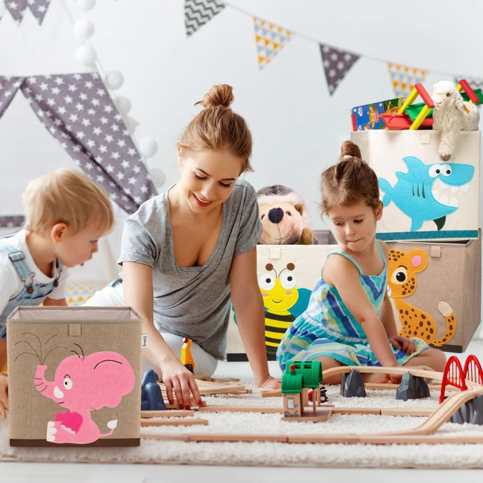 Boîte de rangement en tissu pour enfant "éléphant rose", compatible Ikea Kallax Lifeney