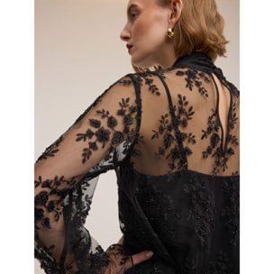 Motivi - Vestido corto de encaje con lazo Smart Couture - Negro