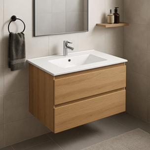 Lavabo Da Incasso Rettangolare Lavandino Bagno In Ceramica Design Moderno Elegante Per Top Bagno 71 x 46 cm Bianco