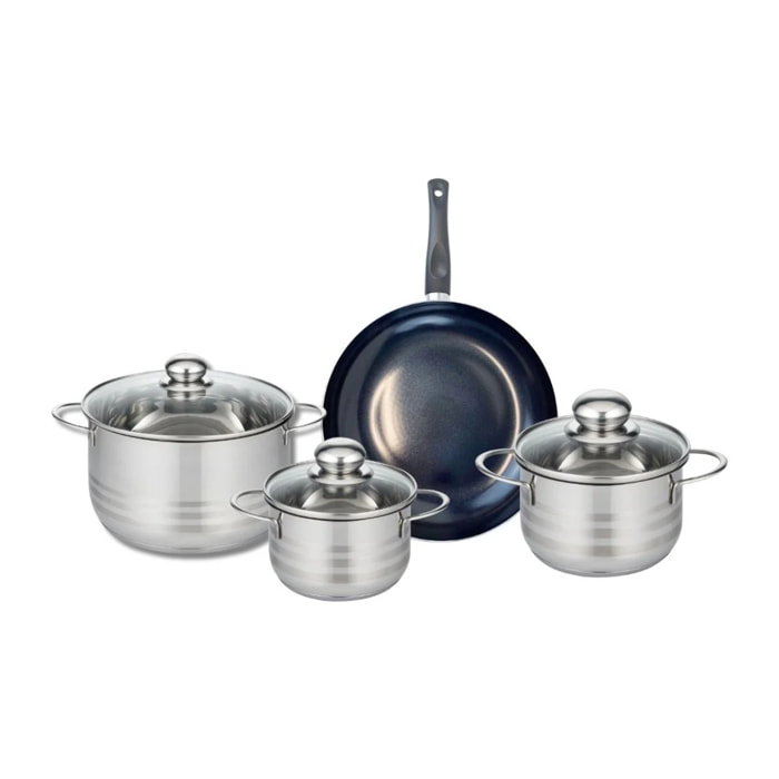 Ensemble de 1 Poêle de cuisson 24 cm et 3 faitouts 14, 16 et 20 cm Elo Prima Brillant