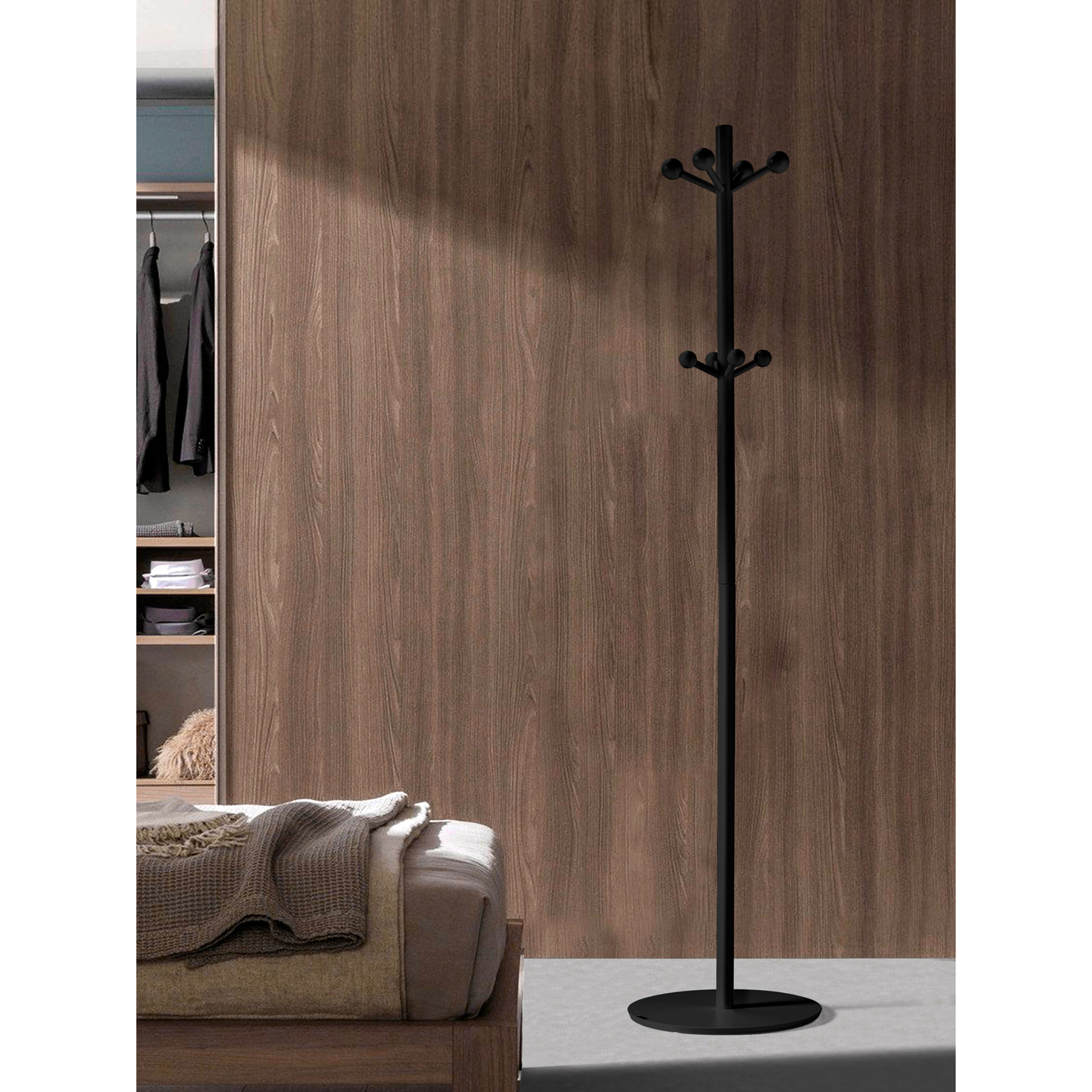 Perchero Unique madera haya negro 182x37x37 cm