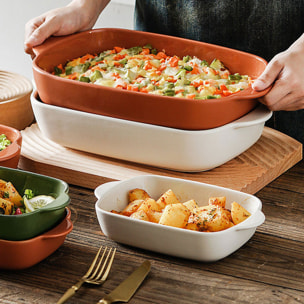 Plat à four en grès beige 22x13,5cm OCTAVE