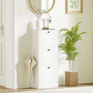 Zapatero Estrecho con 3 Puertas Abatibles Zapatero Entrada Recibidor con Estantes Ajustables para 12 Pares de Zapatos para Pasillo Espacios Reducidos 47x28x115 cm Blanco Veteado