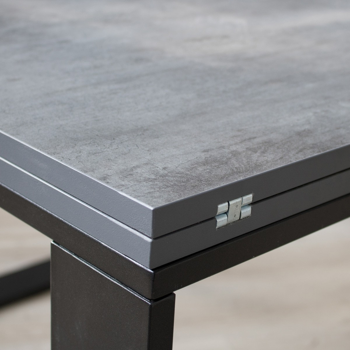 Table extensible portefeuille 90x90/180 cm Tecno Libra Gris Béton cadre Anthracite