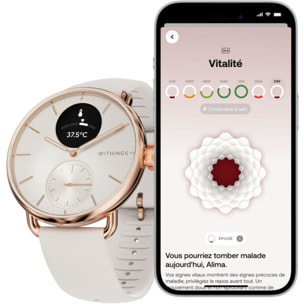 Montre santé WITHINGS Connecté Scanwatch 2 Rose Gold Sand 38mm