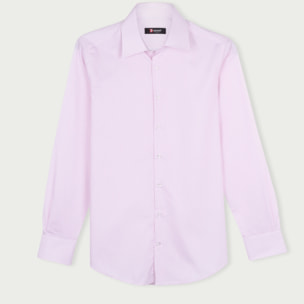 Camicia Uomo 1 Bottone Italiano Slim Cotone Riga Stretta Rosa/Bianco