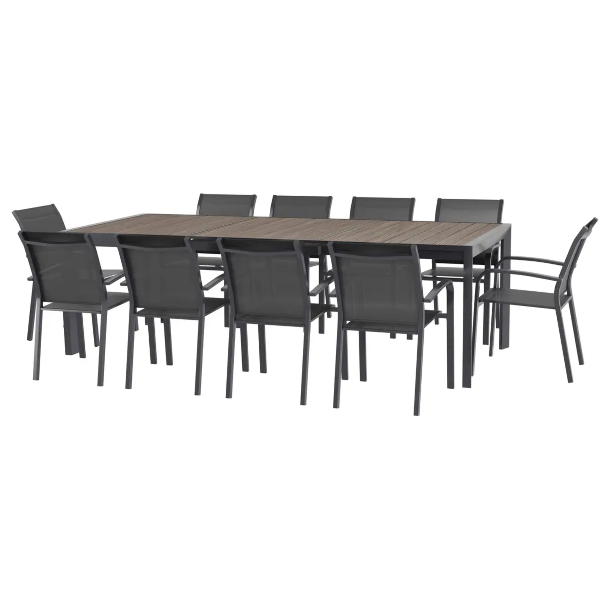 Table de jardin extensible "Evasion" seigle & graphite 10 places en aluminium traité époxy
