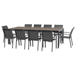 Table de jardin extensible "Evasion" seigle & graphite 10 places en aluminium traité époxy