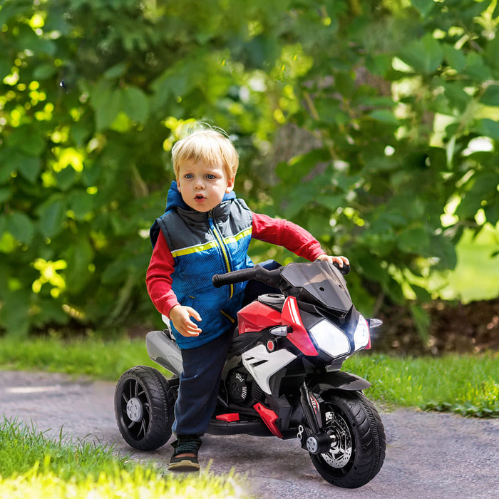 Moto Eléctrica Infantil +3 Años con Batería 6V Música Bocina Faros Negro Rojo