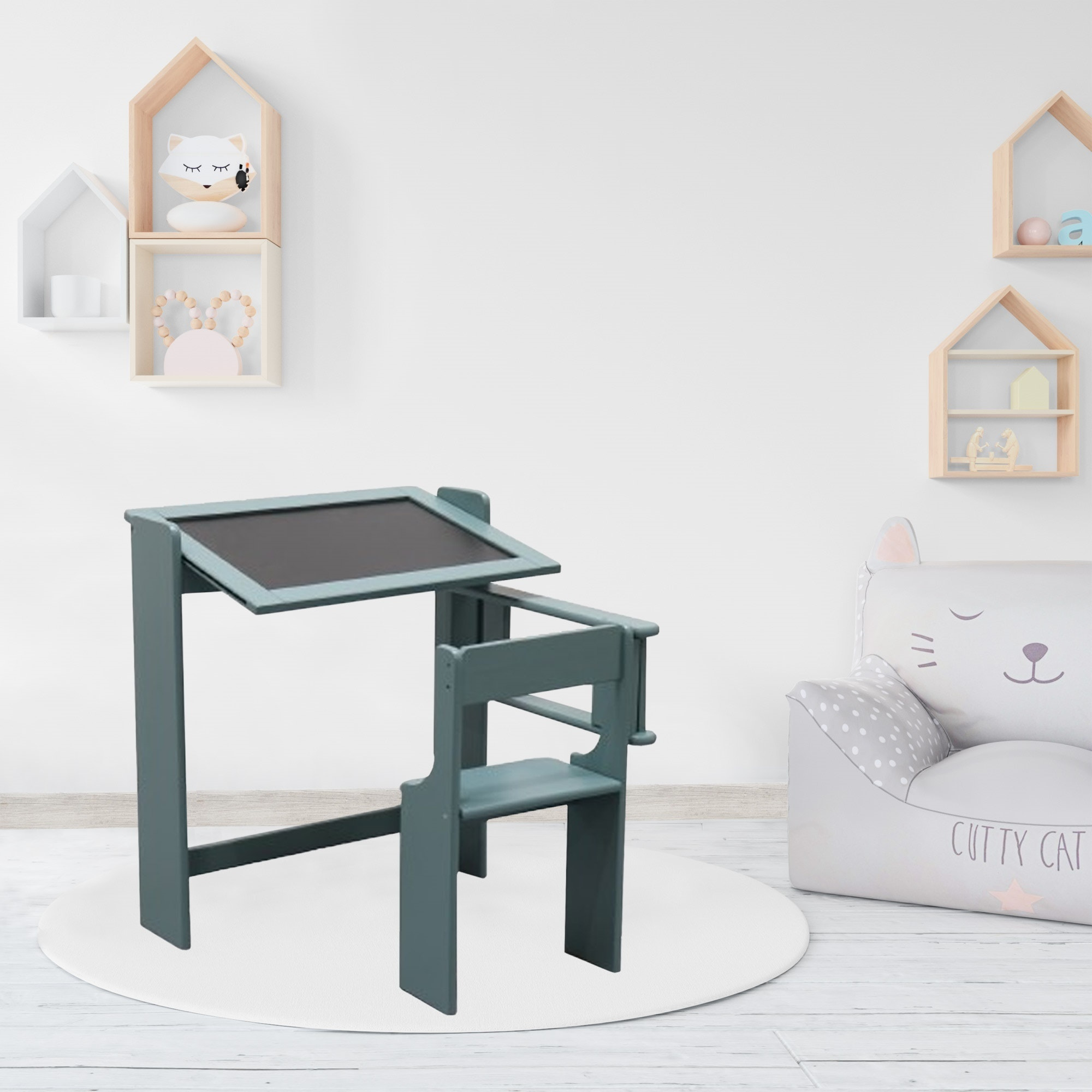 Pupitre pizarra infantil plegable color verde