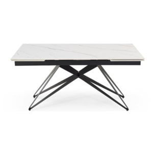 Table extensible en céramique marbre blanc L160/240cm - 9 piètements - UNIK