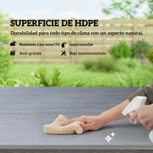 Conjunto de Mesa y Sillas Jardín de 5 Piezas, Muebles de Jardín Exterior con Mesa Plegable Ajustable de 55 a 74 cm, 4 Sillas Plegables y Encimera de HDPE, para Terraza Patio, Gris Oscuro