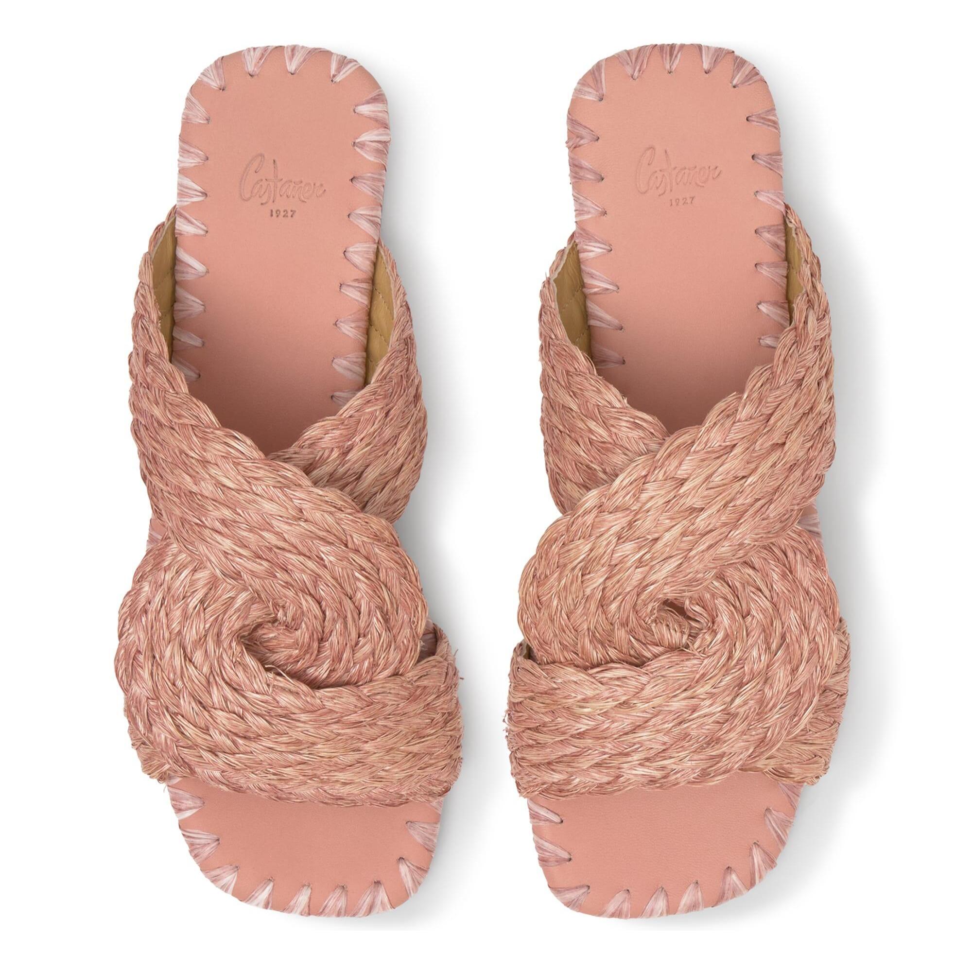 Sandalia plana Padme en rafia trenzada con suela de cuerolite