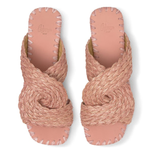 Sandalia plana Padme en rafia trenzada con suela de cuerolite