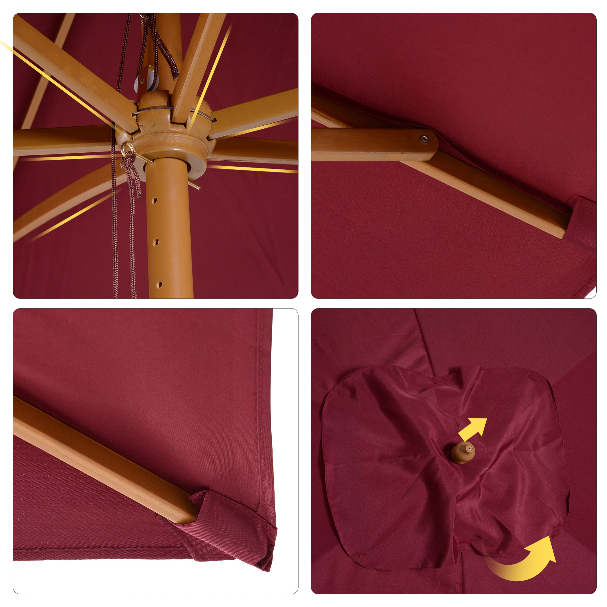 Parasol droit rectangulaire de jardin 2,95L x 2l x 2,55H m rouge bordeaux