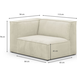 Canapé d'angle à droite modulable 3 places en velours côtelé - REZIA