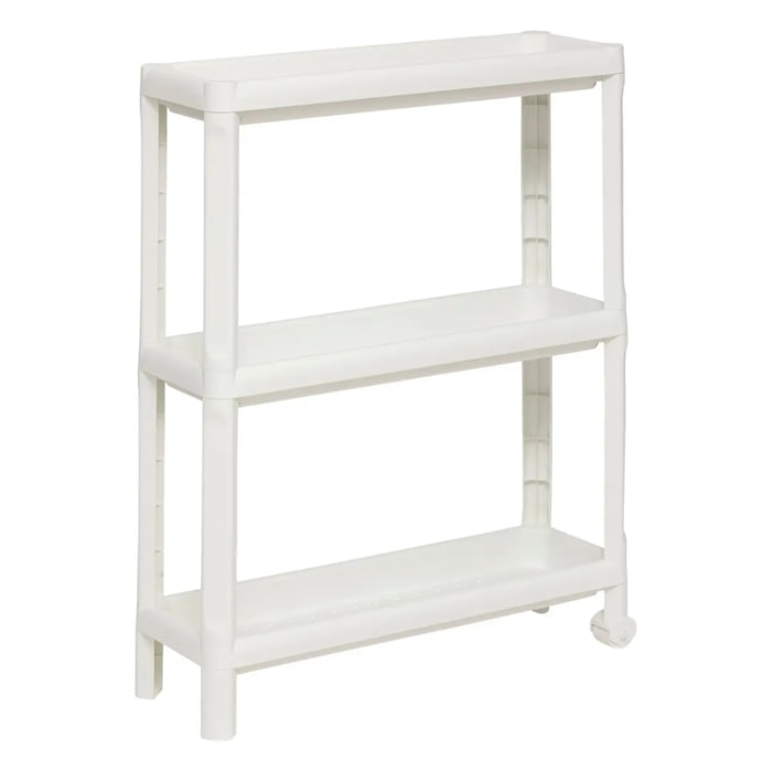 Desserte à roulettes 3 niveaux blanc H70,5cm