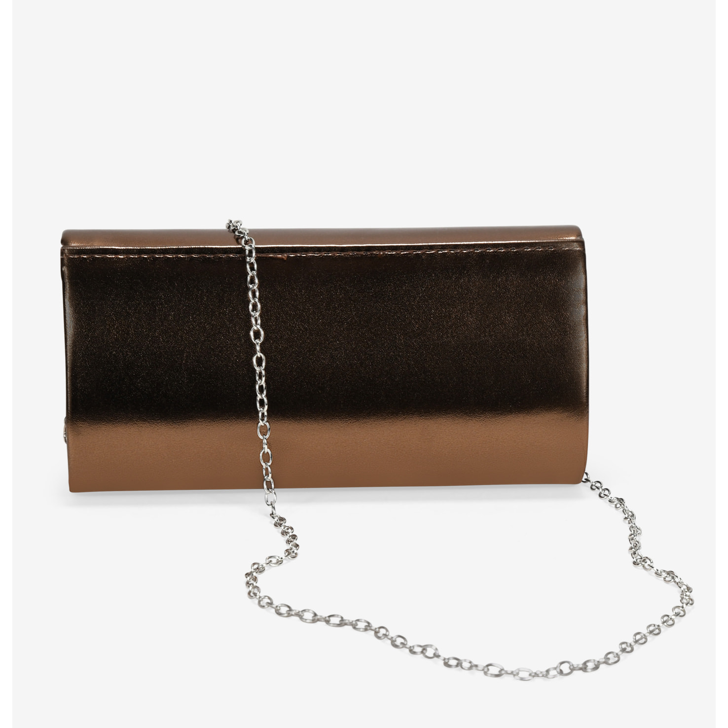 Bolso de fiesta marrón metalizado con solapa