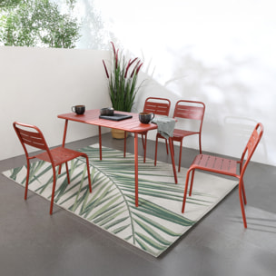 EVORA Table salon de jardin repas 4 à 6 places 120x70cm terracotta