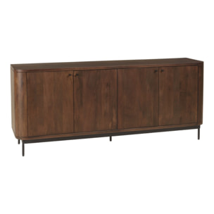ALIX - Buffet design bois foncé et métal noir 4 portes ALIX