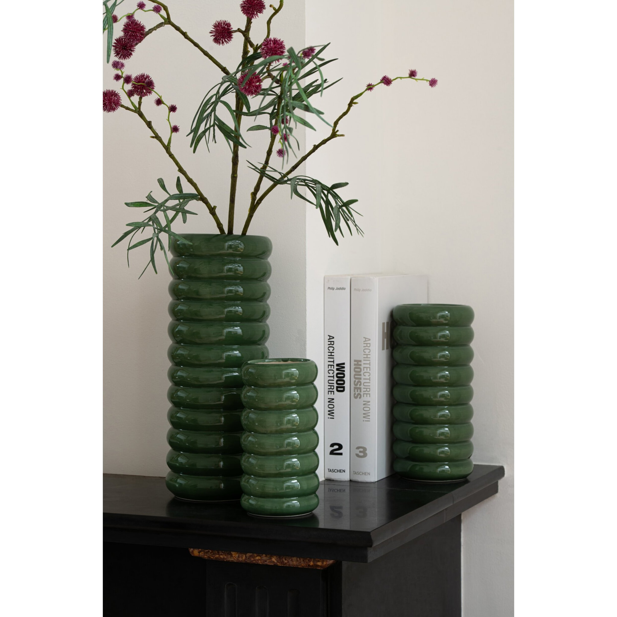 J-Line Vase Alba - porcelaine - vert - set de 3