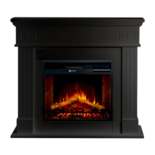 Cambridge - Camino Elettrico da Terra con Effetto Fiamma 110x100x36 cm In Legno Nero