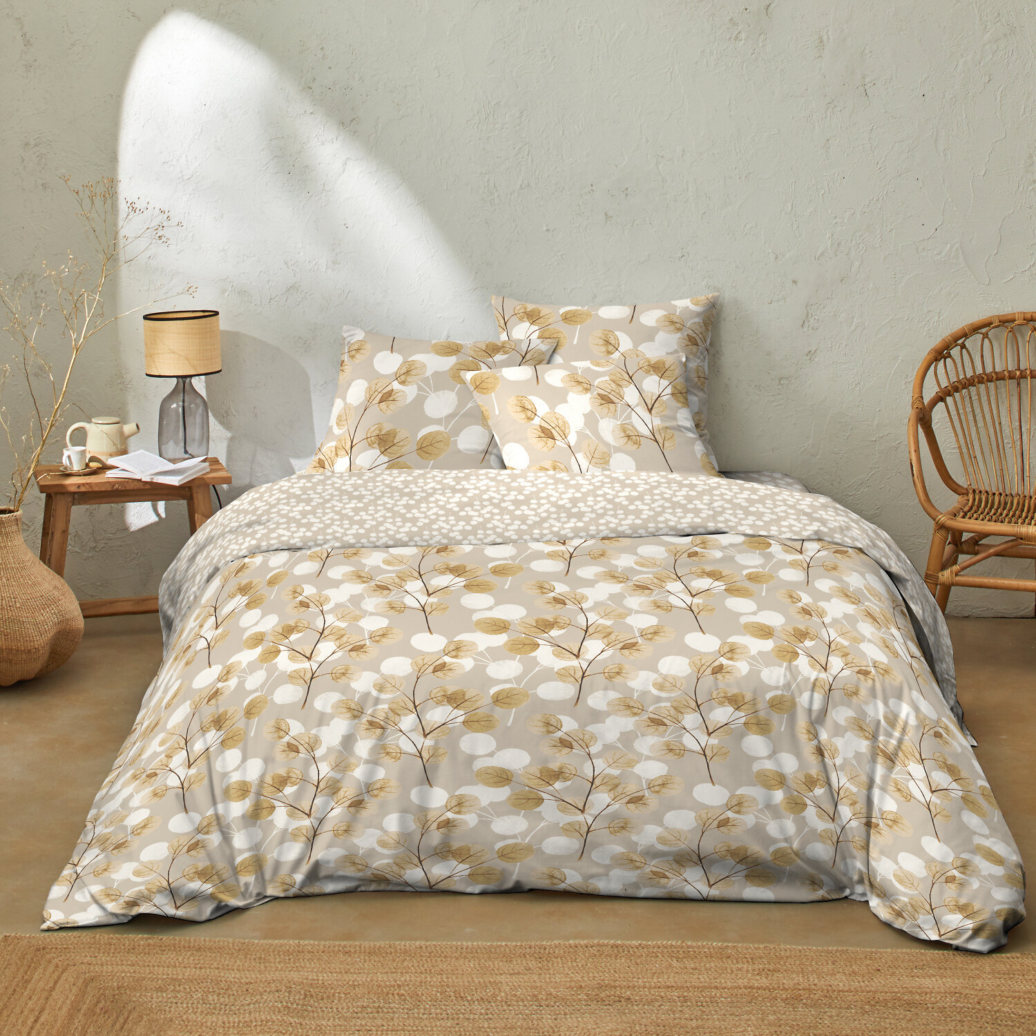 Parure housse de couette 3pcs 100% 100% flanelle de coton soryne