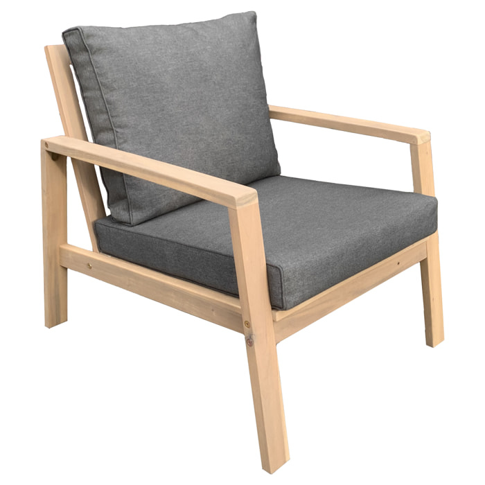 Salon de jardin en acacia massif 2 places GILI - coussins gris